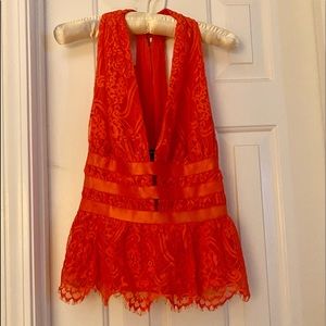 bebe- soft, orange lace top, perfect condition